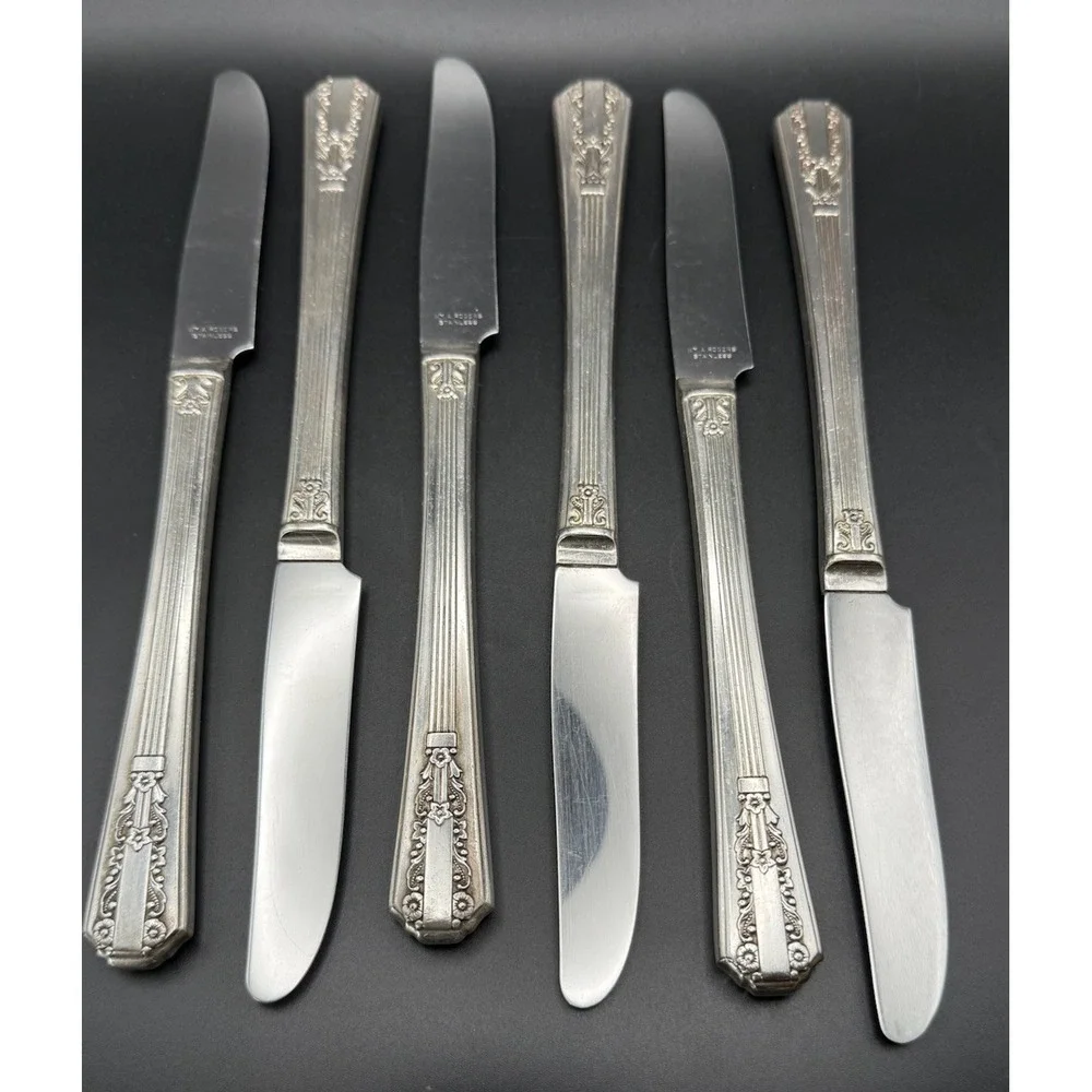 Vintage Oneida Wm A Rogers Silverplate Grille Knife Avenue Pattern 1939 Set Of 6